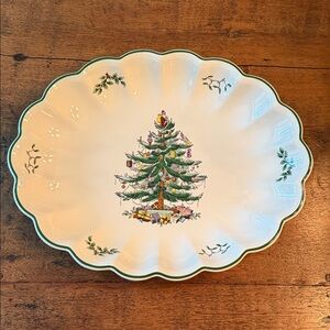 Spode Christmas Tree Oval Fluted Platter